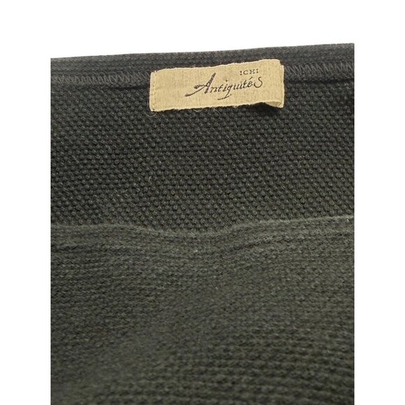 ICHI Antiquites Black Long Sleeve Top Boxy Relaxed Modern Waffle Cotton Linen OS - Picture 8 of 11